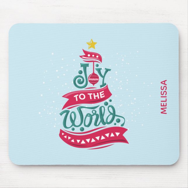 Tapis De Souris Joy to the World Christmas Citation Typographie (Devant)