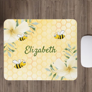 Tapis De Souris Joyeuse bourde abeilles jaune nid d'abeille nom d'