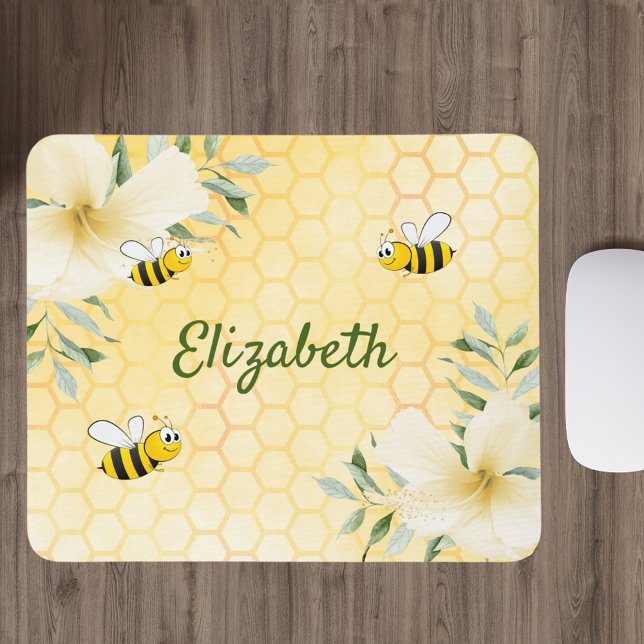Tapis De Souris Joyeuse bourde abeilles jaune nid d'abeille nom d' (Créateur téléchargé)
