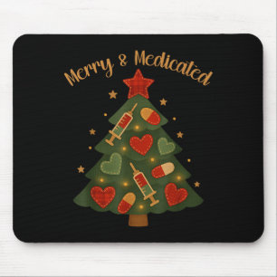 Tapis De Souris Joyeuse et médicamentée Infirmière Noël Arbre Drôl