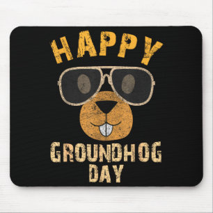 Tapis De Souris Joyeuse fête de la marmotte drôle de célibataire d