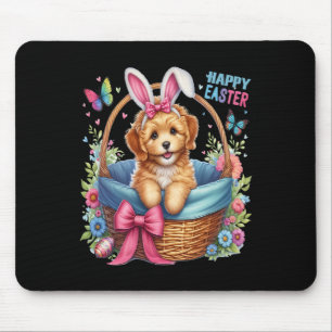 Tapis De Souris Joyeuse fête de Pâques Chien Golden Doodle Amoureu