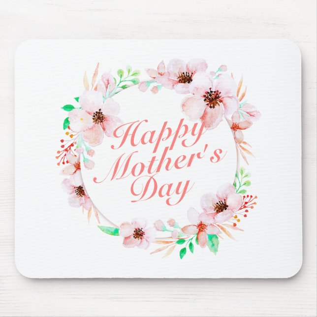 Tapis De Souris Joyeuse Fête des Mères Florale Wreath Mousepad (Devant)