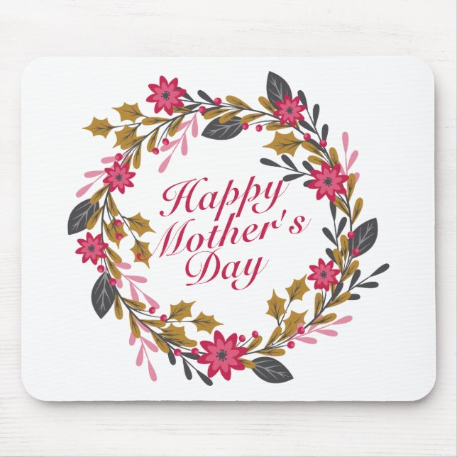 Tapis De Souris Joyeuse Fête des Mères Florale Wreath Mousepad (Devant)