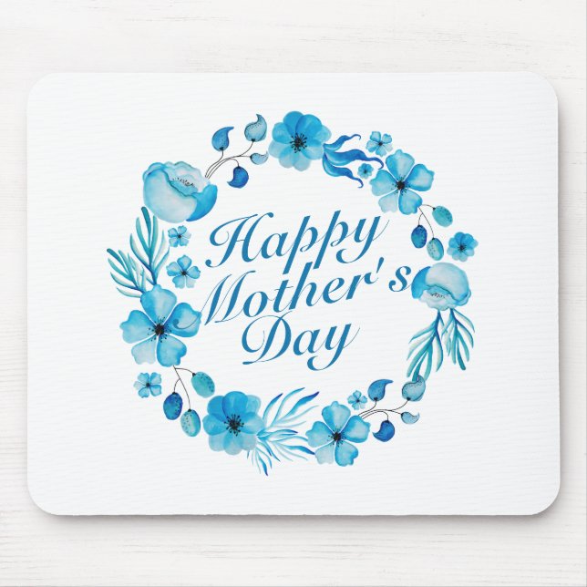 Tapis De Souris Joyeuse Fête des Mères Florale Wreath Mousepad (Devant)
