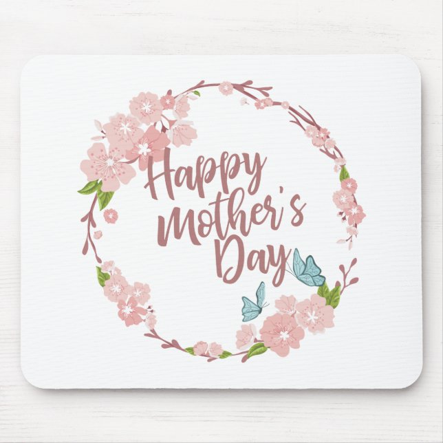 Tapis De Souris Joyeuse Fête des Mères Florale Wreath Mousepad (Devant)