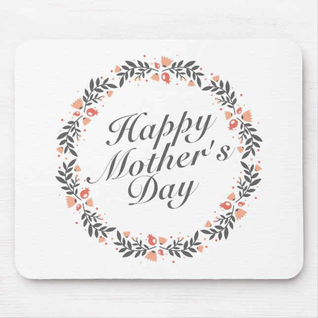 Tapis De Souris Joyeuse Fête des Mères Florale Wreath Mousepad (Devant)