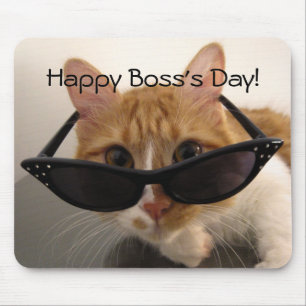 Tapis De Souris Joyeuse Fête des Patrons - Chat Cool en Lunettes d