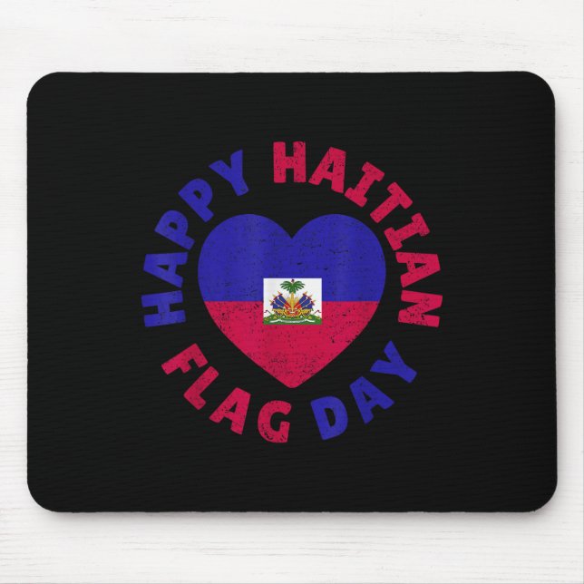 Tapis De Souris Joyeuse Fête du Drapeau Haïtien Cool Drapeau Haïti (Devant)