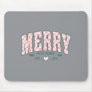 Tapis De Souris Joyeuse infirmière en néonatologie à carreaux Noël