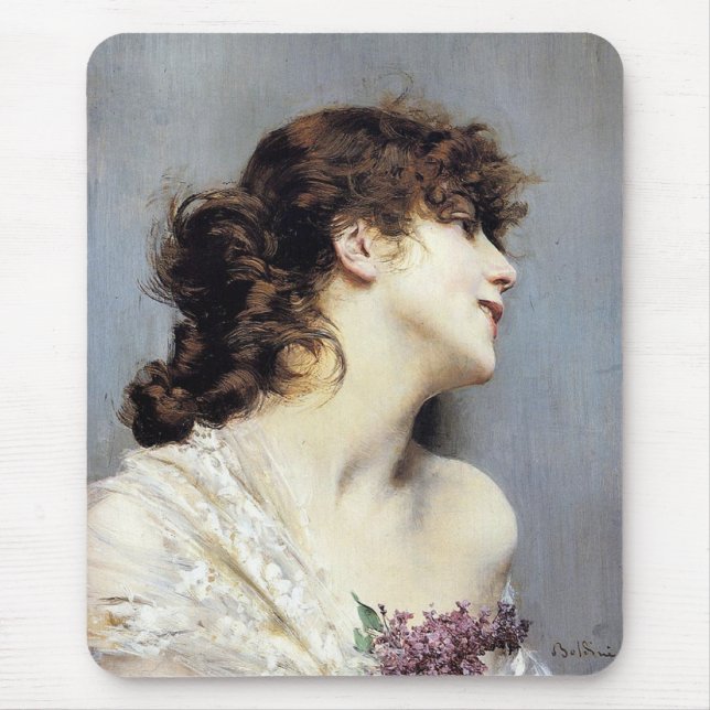 Tapis De Souris Joyeuse jeune femme (par Giovanni Boldini) (Devant)