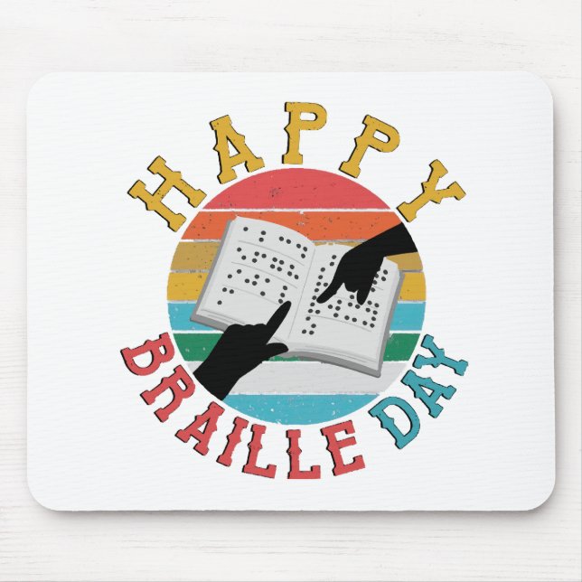 Tapis De Souris Joyeuse Journée Braille (Devant)
