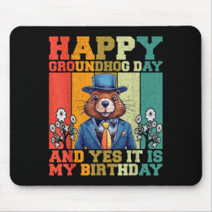 Tapis De Souris Joyeuse journée de la marmotte 2025 Marmotte rétro