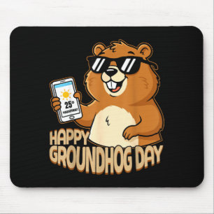 Tapis De Souris Joyeuse journée de la marmotte Adorable marmotte D