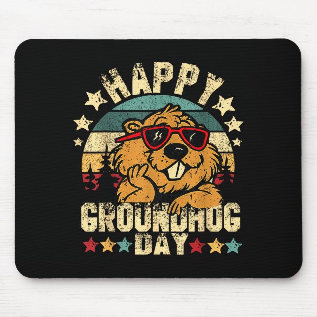 Tapis De Souris Joyeuse journée de la marmotte Funny Groundhog Cél (Devant)