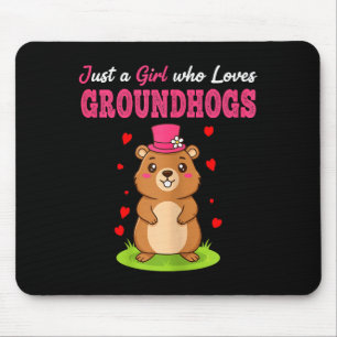 Tapis De Souris Joyeuse journée de la marmotte Juste une fille qui