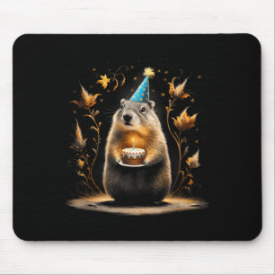Tapis De Souris Joyeuse journée du marmotte avec gâteau d'annivers