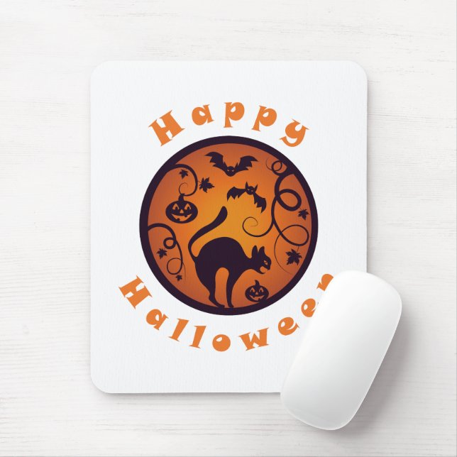 Tapis De Souris Joyeuse lanterne d'Halloween araignées et chauves- (Avec souris)