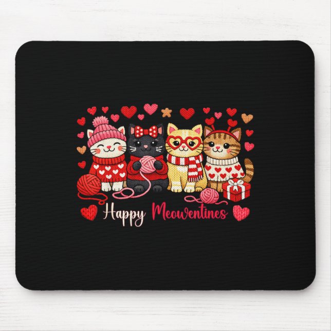 Tapis De Souris Joyeuse Meowentines Mignon Chat Amour De La Saint- (Devant)