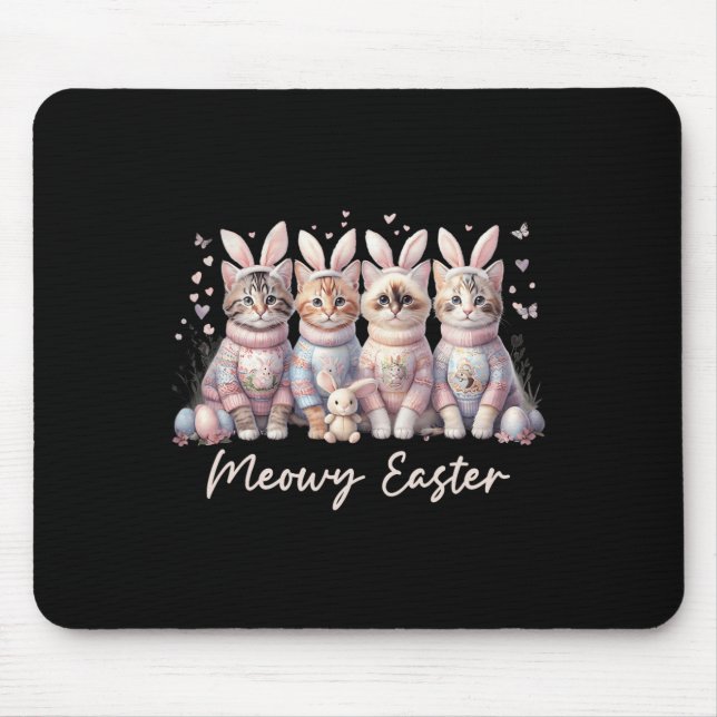 Tapis De Souris Joyeuse Pâques Lapin de Pâques Chats Animal de Com (Devant)