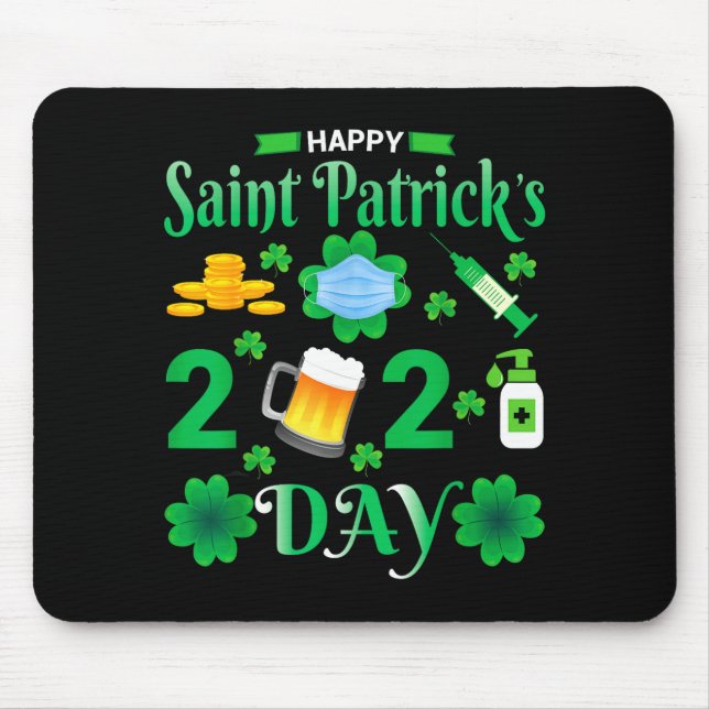 Tapis De Souris Joyeuse Saint-Patrick 2024 Visage de Trèfle Irland (Devant)