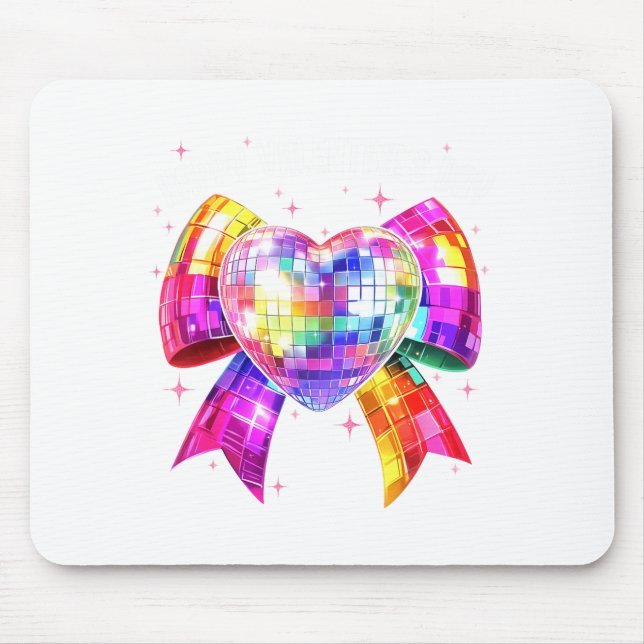 Tapis De Souris Joyeuse Saint-Valentin Coquette Boule à Facettes C (Devant)