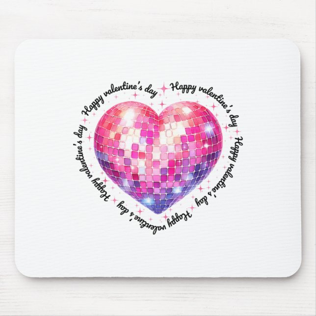 Tapis De Souris Joyeuse Saint-Valentin Coquette Nk Boule Disco Cœu (Devant)