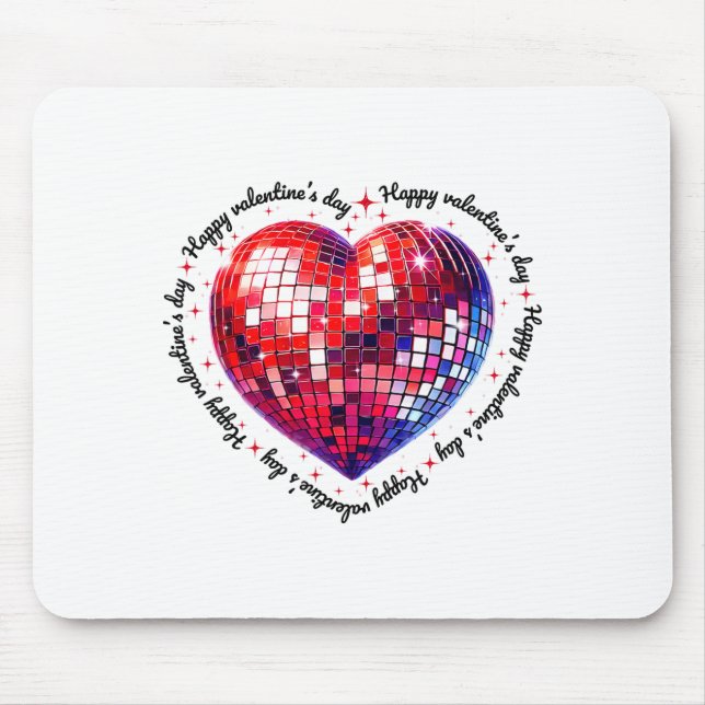 Tapis De Souris Joyeuse Saint-Valentin Drôle Coquette Rouge Disco  (Devant)