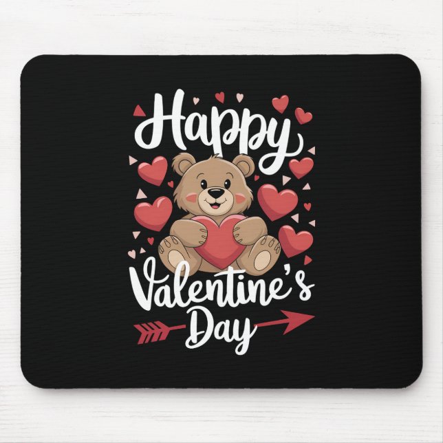 Tapis De Souris Joyeuse Saint-Valentin Ours Cœur Jolies Couples (Devant)