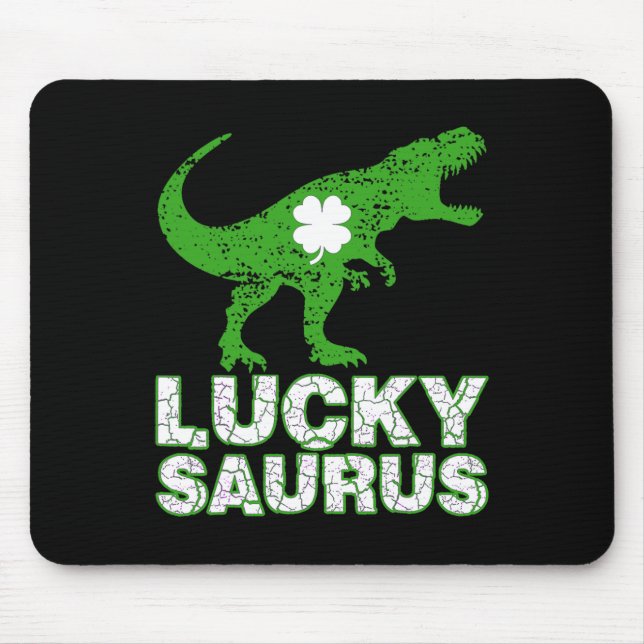Tapis De Souris Joyeuse St Patrick Chanceuxsaurus Dinosaure Shamro (Devant)