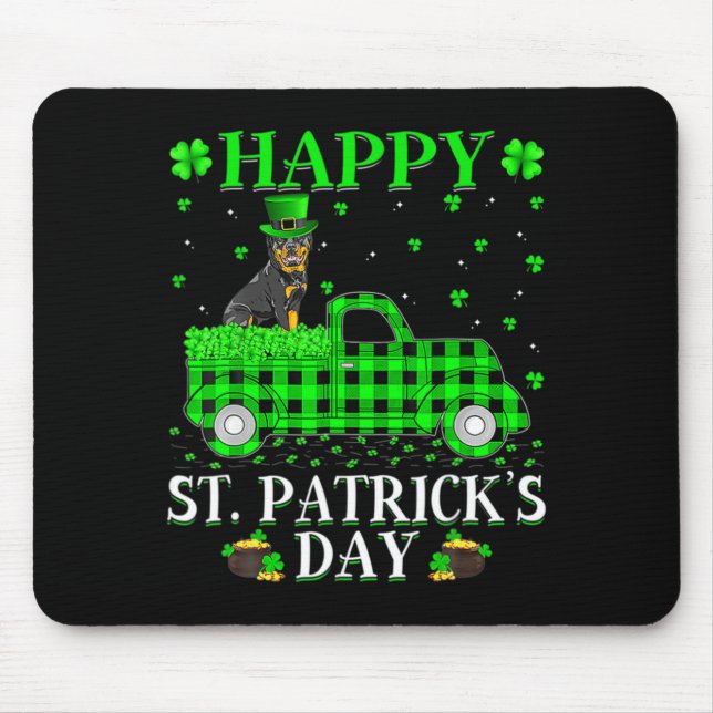 Tapis De Souris Joyeuse St Patrick Et T Shirt Shamrock  (Devant)