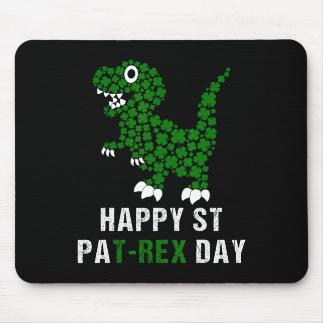 Tapis De Souris Joyeuse St Patrick Patrex T-rex Dinosaure Drôle  (Devant)