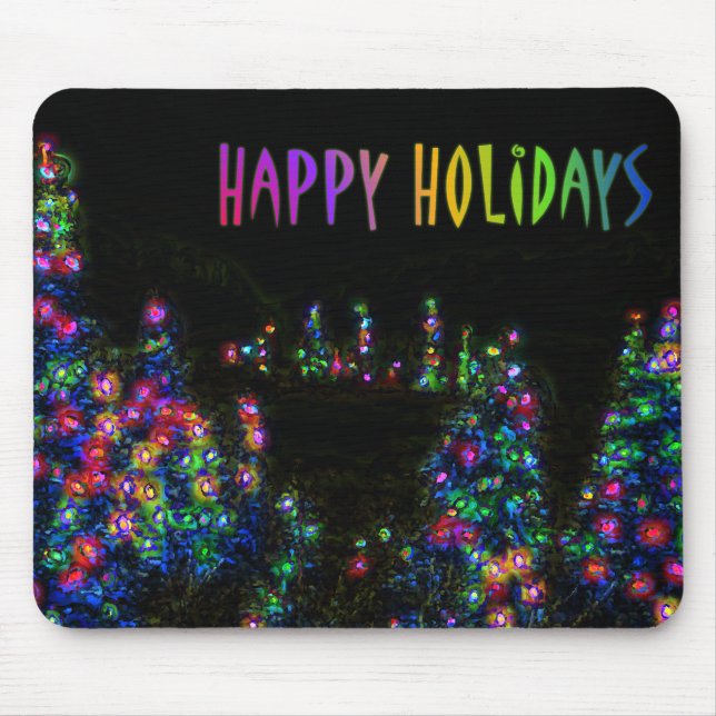 Tapis De Souris Joyeuses fêtes Arbre Lumières Mousepad (Devant)