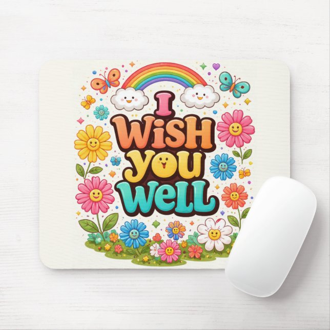 Tapis De Souris Joyeuses Marguerites et Arc-en-Ciel  (Avec souris)