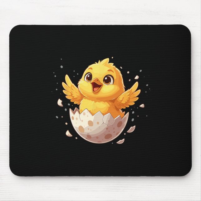 Tapis De Souris Joyeuses Pâques Éclosion de Poussin Mignon Œuf de  (Devant)