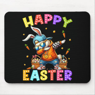 Tapis De Souris Joyeuses Pâques Lapin Drôle Dabbing Danse Lapin