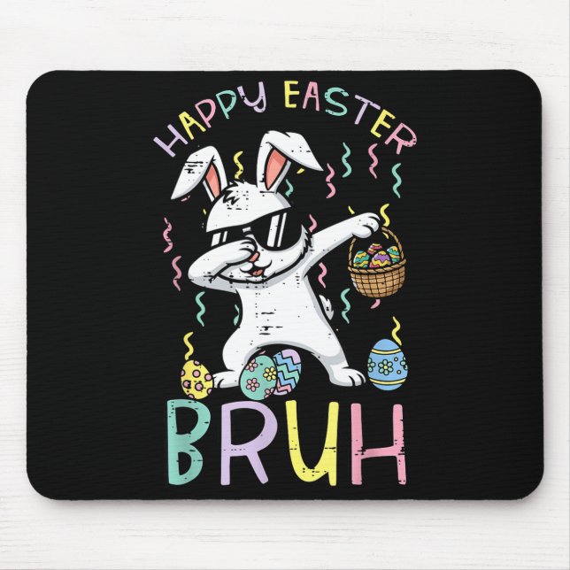 Tapis De Souris Joyeuses Pâques mec lapin dab lapin cool mème garç (Devant)
