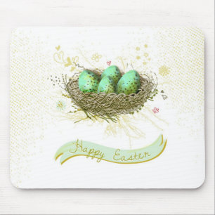 Tapis De Souris Joyeuses Pâques ! - Nid d'oiseaux avec les oeufs