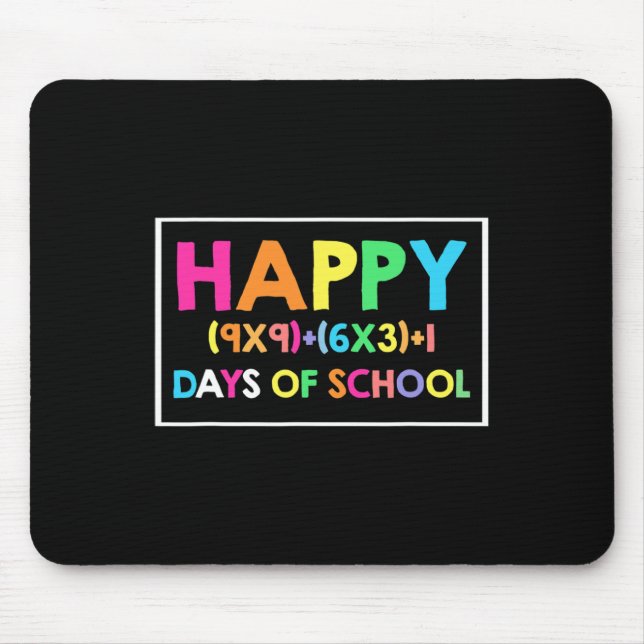 Tapis De Souris Joyeux 100 Jours D'École Math Amusant Tee Pour Mat (Devant)