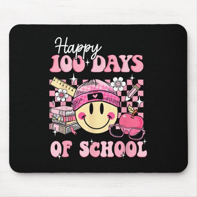 Tapis De Souris Joyeux 100 Jours D'Enseignant Enfants Retro Super (Devant)