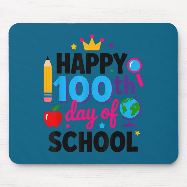 Tapis De Souris Joyeux 100e jour d'école 100 jours plus intelligen (Devant)