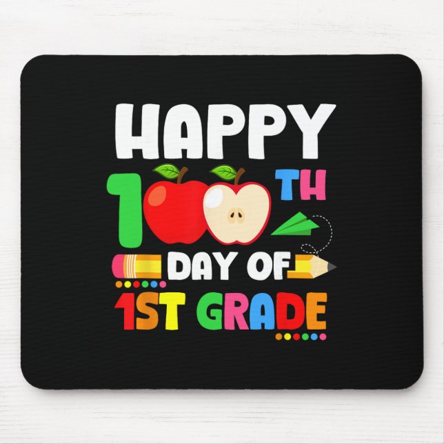 Tapis De Souris Joyeux 100e jour d'école pour l'enseignant de 1re  (Devant)