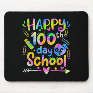 Tapis De Souris Joyeux 100ème Jour De L'École Tie Dye Arc En Ciel 