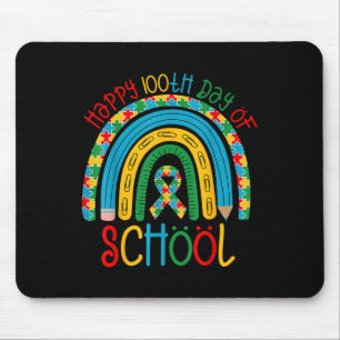 Tapis De Souris Joyeux 100ème Jours D'École - Puzzle Autisme Ruban