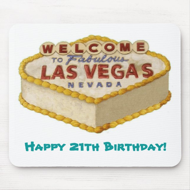 Tapis De Souris Joyeux 21e anniversaire ! Las Vegas Cake Mousepad (Devant)