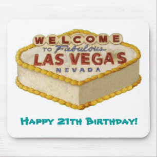 Tapis De Souris Joyeux 21th anniversaire ! Gâteau Mousepad de Las