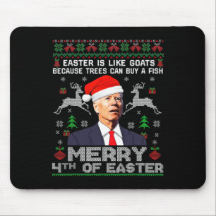 Tapis De Souris Joyeux 4 e Pâques Amusants Biden Mauvais Noël Homm