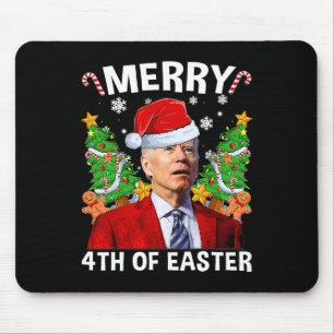 Tapis De Souris Joyeux 4 ème de Pâques Drôle Biden Vilain Noël Swe
