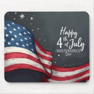 Tapis De Souris Joyeux 4 juillet Illustration d'art de drapeau vin
