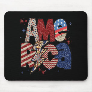 Tapis De Souris Joyeux 4 juillet Léopard Usa Drapeau Américain Pat